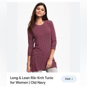 Red and white striped Rib knit tunic top